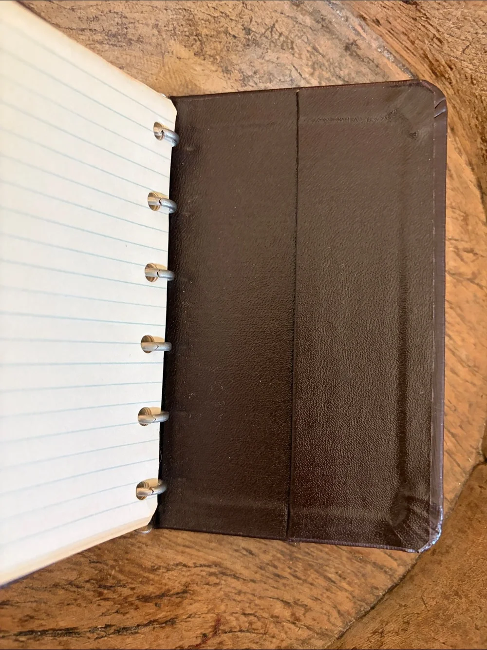 Vintage Deep Brown National 6-Ring Pocket Memo Binder Plus 6-Hole Paper
